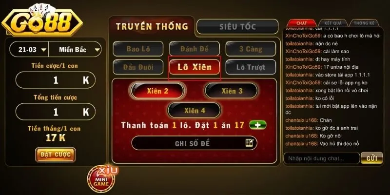 Cược lô xiên 2 đơn giản