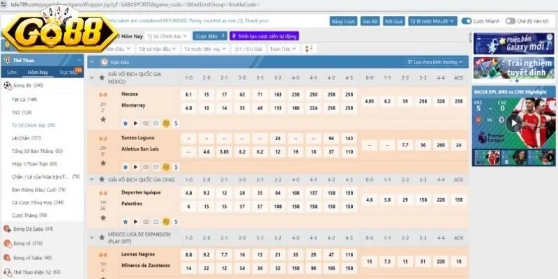 Có nhiều loại kèo cược thể thao để chọn.