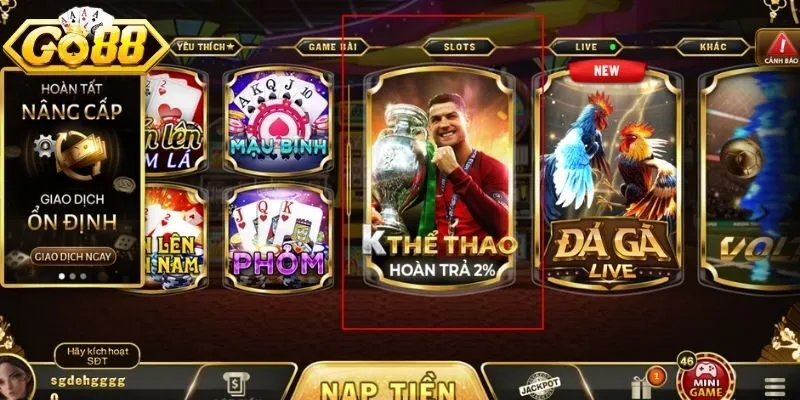 Thể thao GO88 là sảnh chơi hấp dẫn